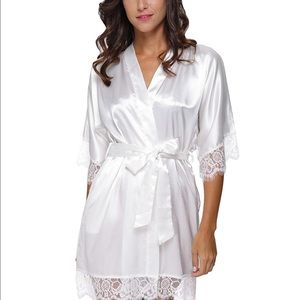 White satin and lace robe